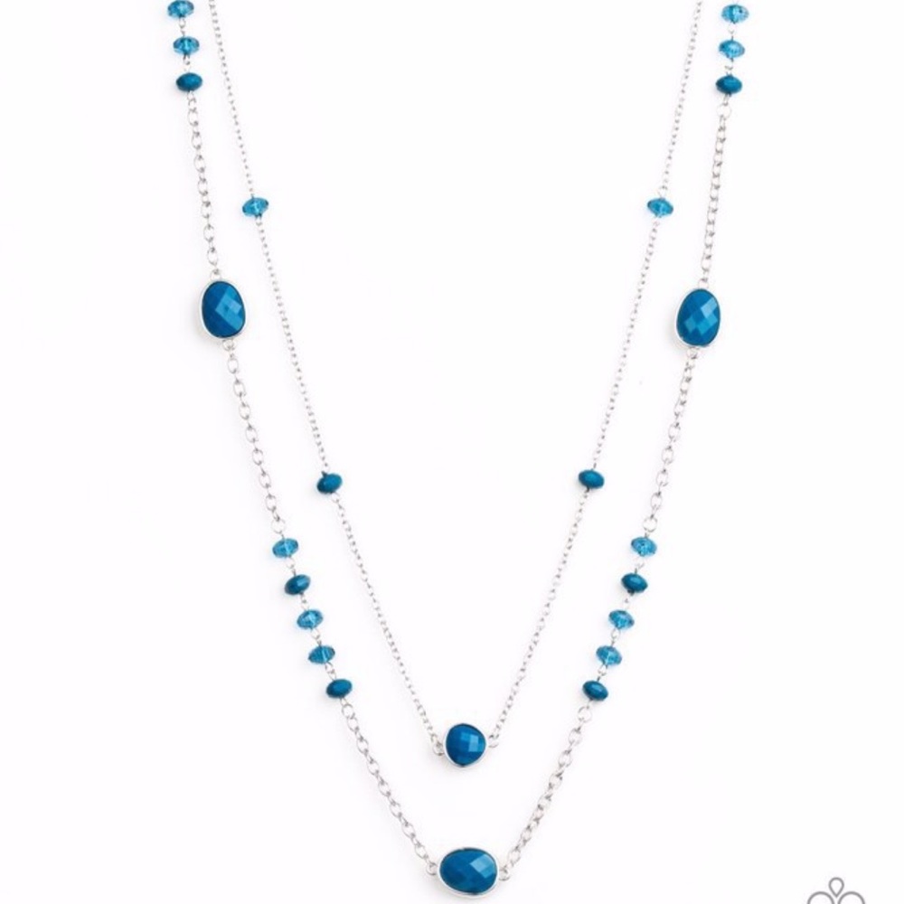 Paparazzi Blue and Silver Beaded Necklace and bracelet.